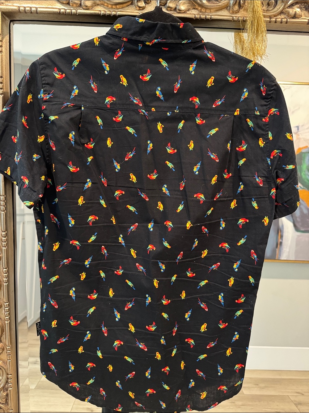Brooklyn Cloth Black Short-Sleeve Button-Down with Multicolor Parrot Print - Picture 3 of 3